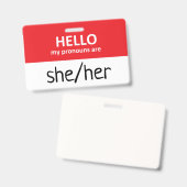 Hello My Pronouns Are She/Her Badge バッジ (正面＆裏面)