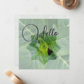 Hello naissance souhaiter bienvenue saluer vert ノートカード (正面/裏面インサイチュ)