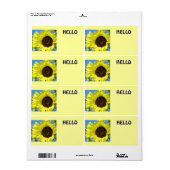 Hello Nameタグイエローサンフラワーズサンフラワー ラベル (フルシート)