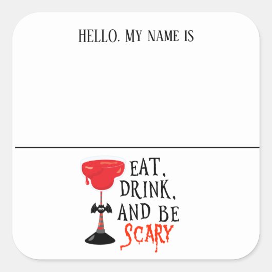 Hello Nameタグウィッチハローウィンパーティ スクエアシール (正面)