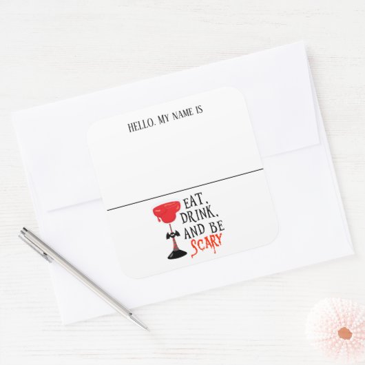 Hello Nameタグウィッチハローウィンパーティ スクエアシール (封筒)