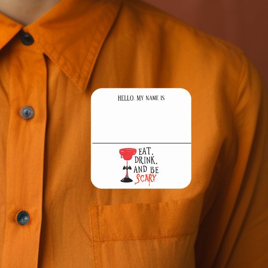 Hello Nameタグウィッチハローウィンパーティ スクエアシール