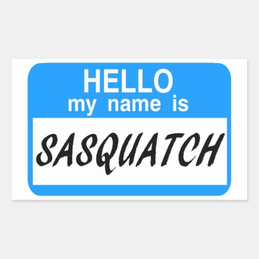 Hello Nameタグサスカッチ 長方形シール (正面)