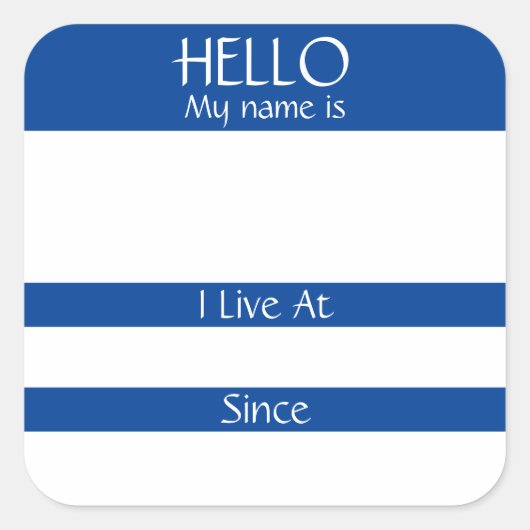 Hello Nameタグシールのバッジ スクエアシール (正面)