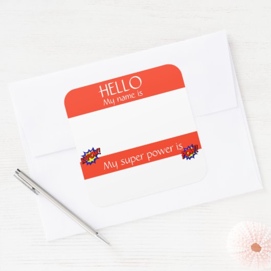 Hello Nameタグステッカーおもしろいバすごいッジ スクエアシール (封筒)