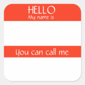 Hello Nameタグステッカーのバッジおもしろいパーティー スクエアシール (正面)