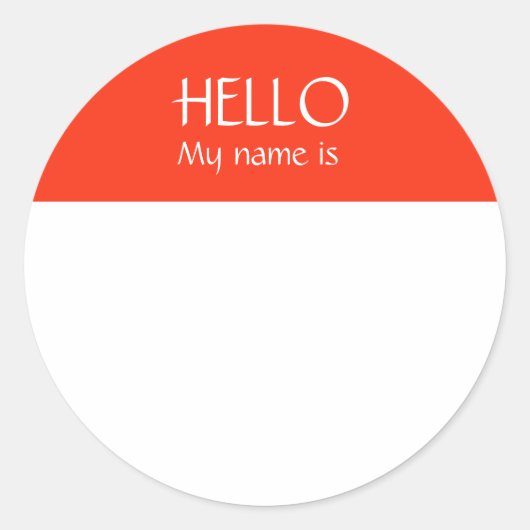 Hello Nameタグステッカーバッジ私の名前は ラウンドシール (正面)