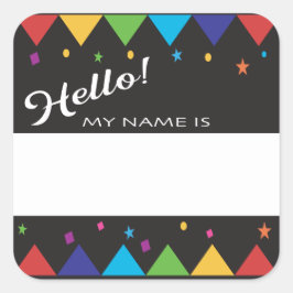 Hello nameタグフェスティバルカラフルパーティー スクエアシール