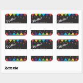 Hello nameタグフェスティバルカラフルパーティー スクエアシール (シート)