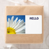 Hello Nameタグホワイトデイジーフラワーズカスタム ラベル (インサイチュ)