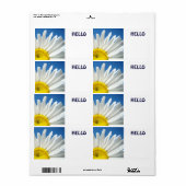 Hello Nameタグホワイトデイジーフラワーズカスタム ラベル (フルシート)