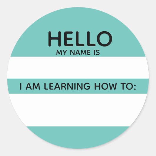Hello Name Tag I Am Learning How ラウンドシール (正面)