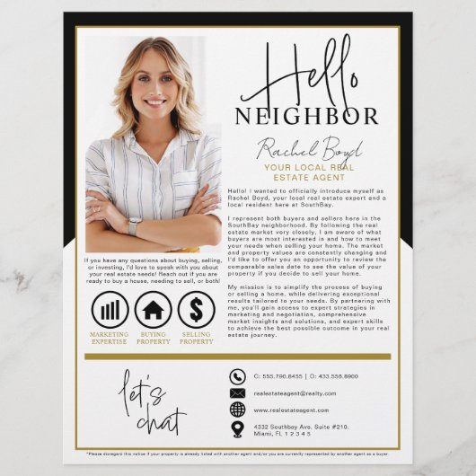 Hello Neighbor不動産仲介業者エージェント紹介状 チラシ (正面)