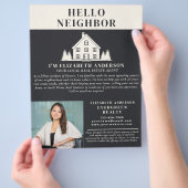Hello Neighbor Gray Rustic Real Estate Agent Photo チラシ (手)