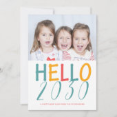 Hello New Yearカラフルモダンタイポグラフィ写真 シーズンカード (正面)