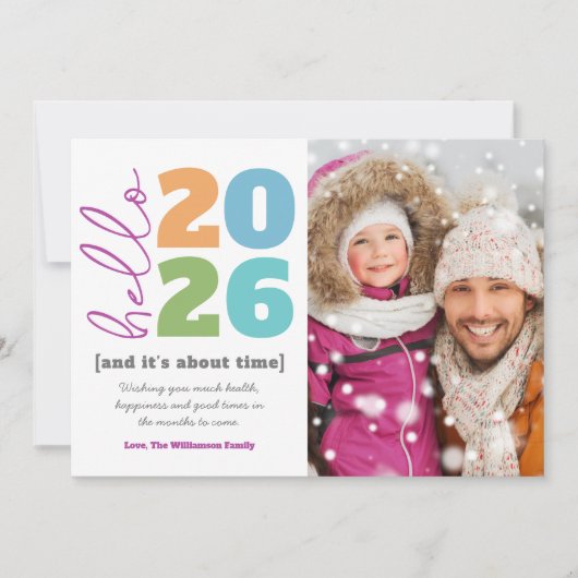 Hello New Yearフォトはっきりしたモダンカスタム追加 シーズンカード (正面)