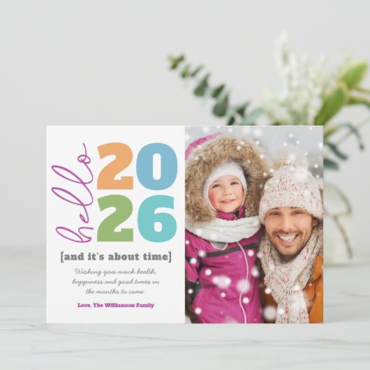 Hello New Yearフォトはっきりしたモダンカスタム追加 シーズンカード (スタンド正面)