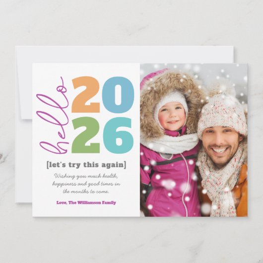 Hello New Year型はっきりしたモダンカスタム年写真 シーズンカード (正面)