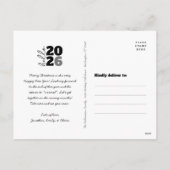 Hello New Year白黒はっきりしたカスタム年写真 シーズンポストカード (裏面)