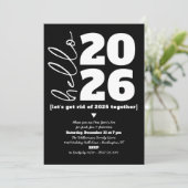 Hello New Year白黒モダンカスタムの追加 招待状 (スタンド正面)