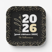 Hello New Year Black金ゴールドモダンカスタム年名 ペーパープレート (正面)