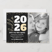 Hello New Year Black金ゴールドモダン年カスタムの写真 シーズンカード (正面)