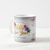 Hello New Year Floral Fireworks Classic Mug コーヒーマグカップ (正面左)