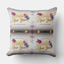 Hello New Year Floral Luxury 20x20 Throw Pillow