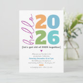 Hello New Year TypeモダンはっきりしたカスタムAdd Year 招待状 (スタンド正面)