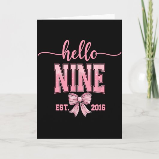 Hello Nine Est 2016 Cute Coquette Bow 9th Birthday カード (正面)
