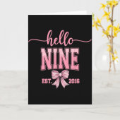 Hello Nine Est 2016 Cute Coquette Bow 9th Birthday カード (黄色い花)