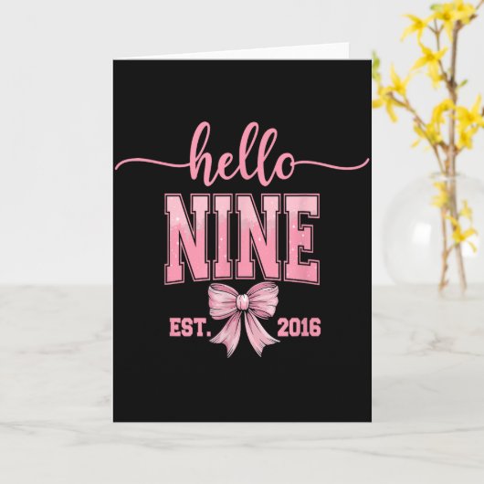 Hello Nine Est 2016 Cute Coquette Bow 9th Birthday カード (黄色い花)