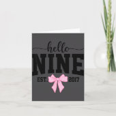 Hello Nine Est 2017 Coquette Bow 9th Birthday Girl カード (正面)
