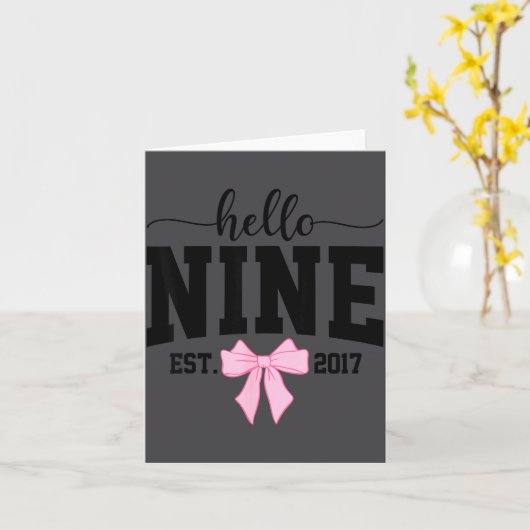 Hello Nine Est 2017 Coquette Bow 9th Birthday Girl カード (黄色い花)