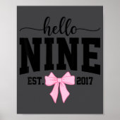 Hello Nine Est 2017 Coquette Bow 9th Birthday Girl ポスター (正面)