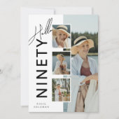 Hello NINETY' Modern Photo Collage 90th Birthday 招待状 (正面)