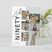 Hello NINETY' Modern Photo Collage 90th Birthday 招待状 (スタンド正面)