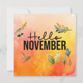 Hello NovemberとFalling 葉 Watercolor Hol シーズンカード