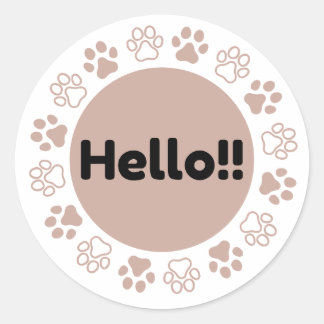 Hello Paw Print Circle Cute Pet Lover T-Shirt ラウンドシール