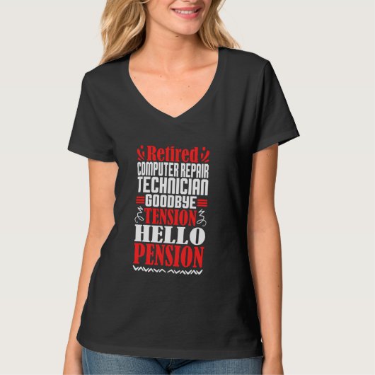 Hello Pension 退職した Computer Repair Technician Tシャツ (正面)