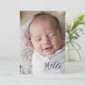 “Hello” Personalized Photo Birth Announcement Card (スタンド正面)