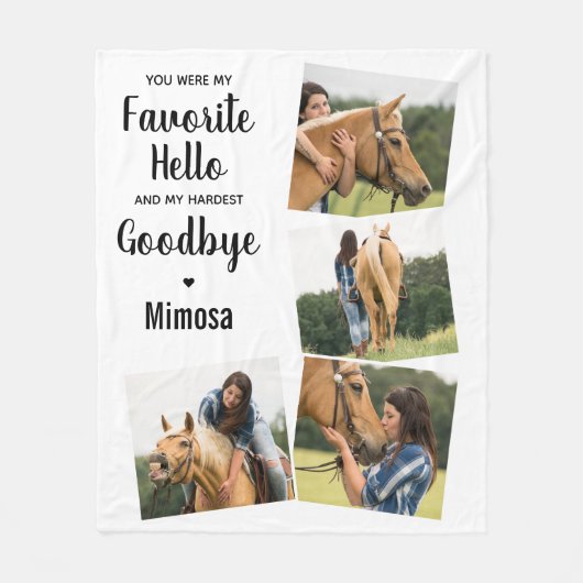 Hello Petお気に入りのメモリアルのパーソナライズ4写真 フリースブランケット (正面)