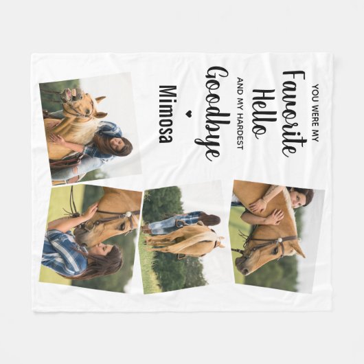 Hello Petお気に入りのメモリアルのパーソナライズ4写真 フリースブランケット (正面(横))