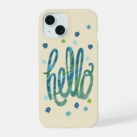 Hello phone case with cute flowers iPhone 15ケース (裏面)
