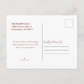 Hello Pinkスクリプトドリーミーベビー誕生写真 案内ポストカード (裏面)