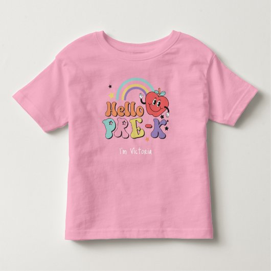 Hello Pre-K小学校カラフルピンク トドラーTシャツ (正面)