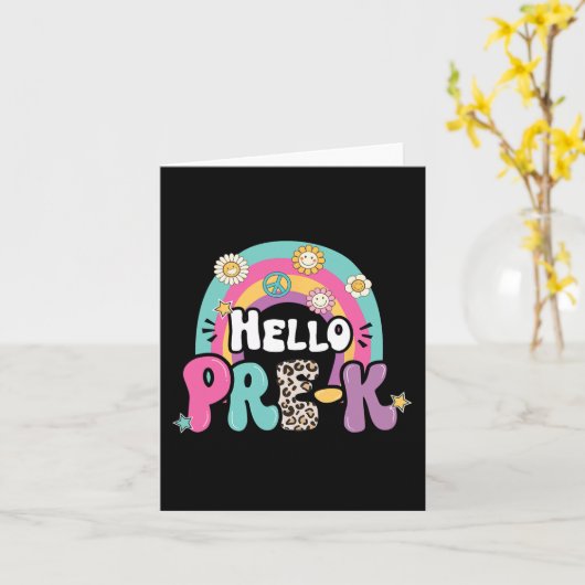 Hello Pre-K新学期先生キッズ初日 カード (黄色い花)