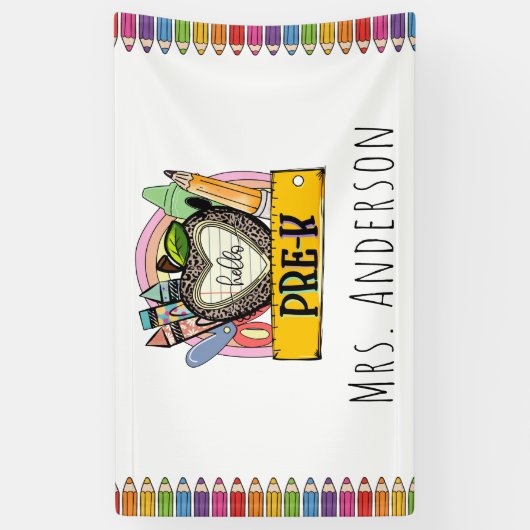 Hello Pre-k新学期教室 横断幕 (縦)