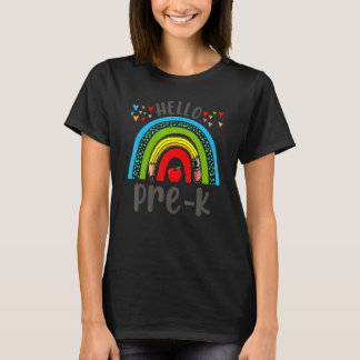 Hello Pre K First Day Of School Rainbow Student Te Tシャツ
