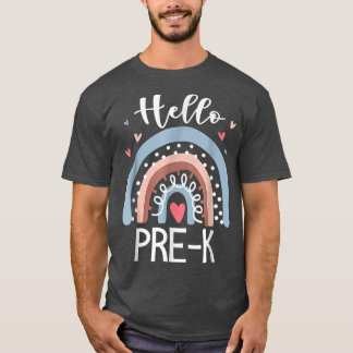 Hello Pre K Funny Boho Rainbow Back To School  Tシャツ